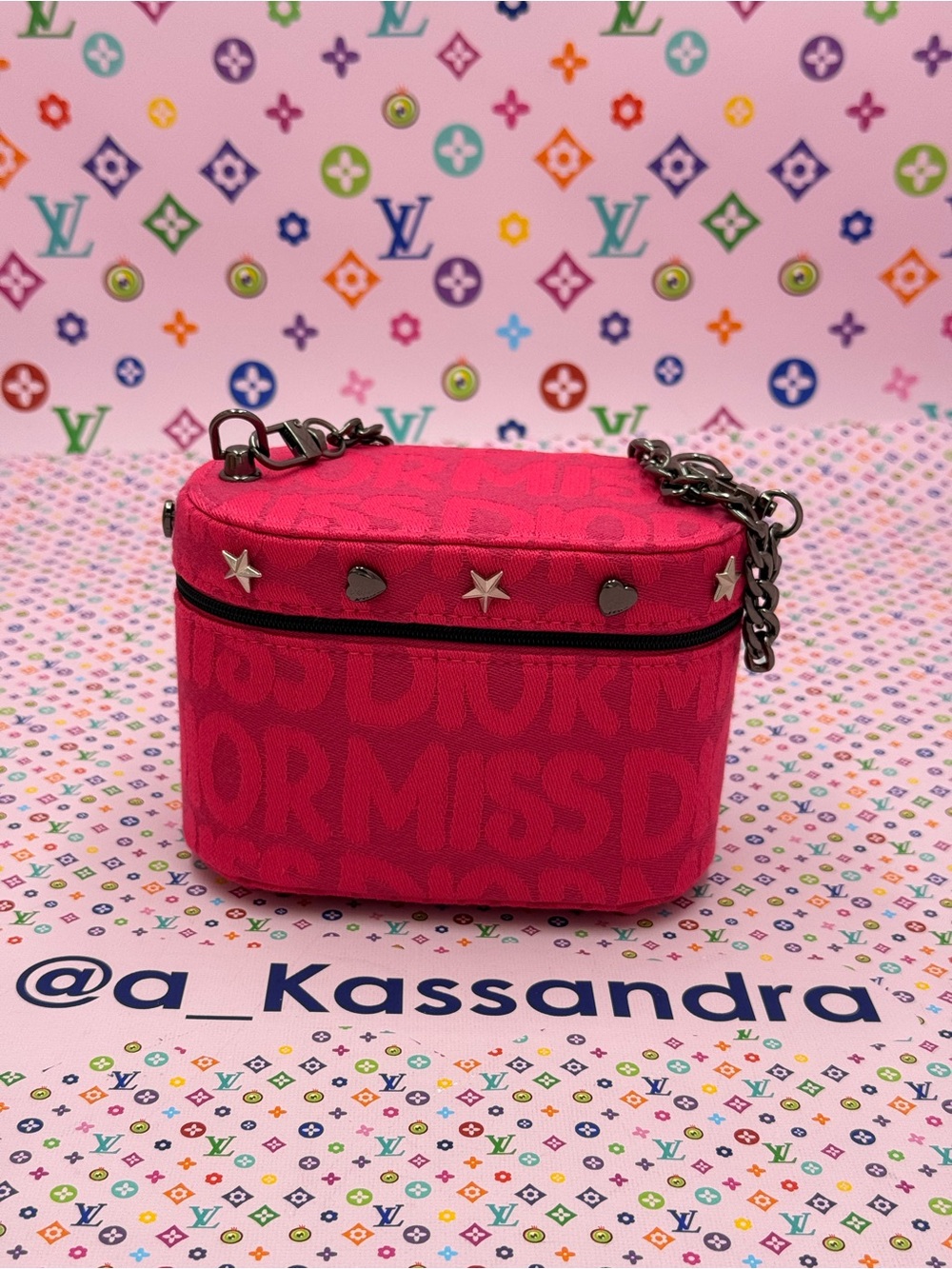 Dior Pink Logo Chain Crossbody Vanity Case